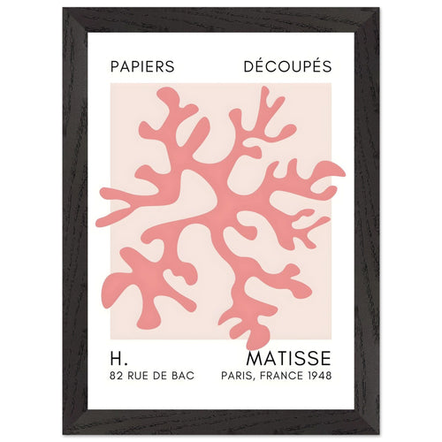 Artfulprints Poster met Lijst Matisse – Dreamy coral flower taupe   - A4 21x29.7 cm - Taupe