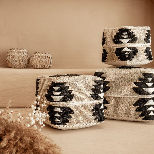 NOA MAY Offermand Loua - naturel/zwart - bamboe - 20 x 20 x 14  cm