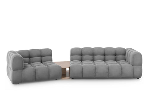 Cosmopolitan Design linker modulaire bank Sky 3-zits, flueel, lichtgrijs - 148x353x70cm