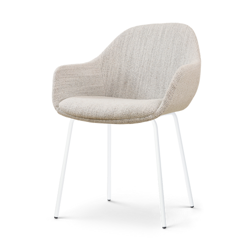 Nolon Nora-Mae Eetkamerstoel Beige Gemêleerd - Armleuning - Witte Poten - vtwonen shop