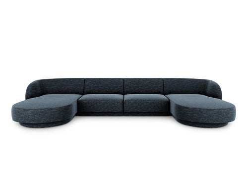 Micadoni Panoramische bank Miley 5-zits, chenille, koningsblauw - 156x330x70cm