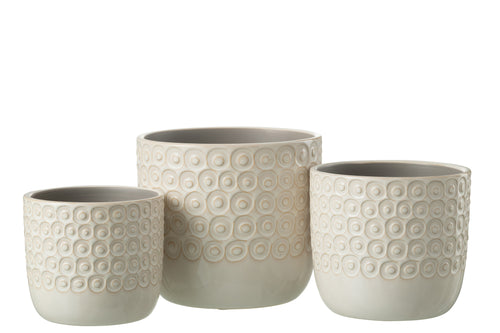 J-Line bloempot Bol - keramiek - wit - small - 2 stuks -  Ø 12 cm - vtwonen shop