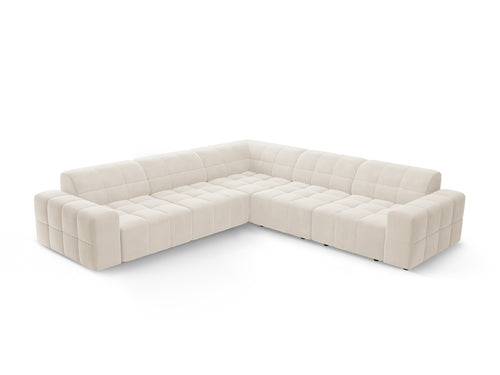 Cosmopolitan Design Hoekbank CHICAGO 4-zits, flueel lichtbeige - 285x285x78cm