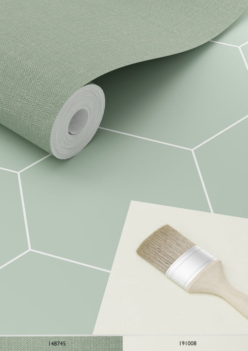 ESTAhome behang hexagon vergrijsd groen en wit - 0,53 x 10,05 m - 139227 - vtwonen shop