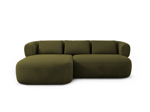 Micadoni linker hoekbank Jenny 5-zits, flueel groente - 145x200x73cm