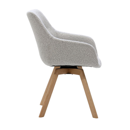 Giga Meubel Eetkamerstoel Loïs - Draaibaar - Stof/Eikenhout - Beige - Set van 2 - vtwonen shop