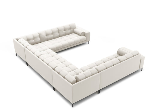 Cosmopolitan Design Panoramische bank Bali 9-zits, structurele stof, lichtbeige - 256x327x75cm