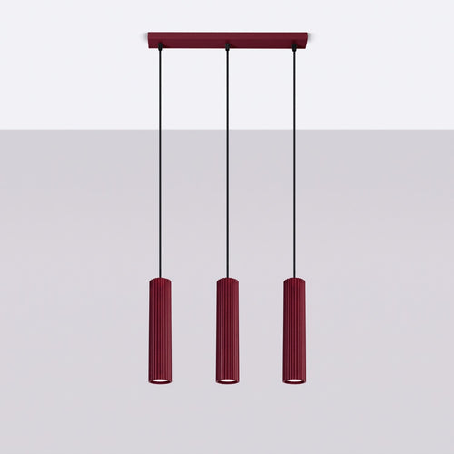 Sollux Lighting Hanglamp KARBON 3L bordeaux - 45x6,5x98cm