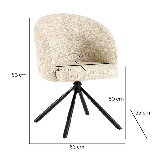 Giga Meubel Eetkamerstoel Emilia - Taupe - Draaibaar - Set van 2 - vtwonen shop