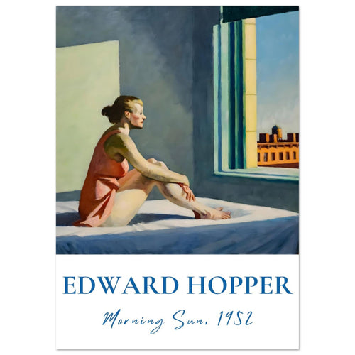 Artfulprints Poster Edward Hopper - Morning sun   - A4 21x29.7 cm - Blauw