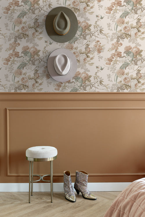 ESTAhome behang bloemen en vogels beige - 50 x 900 cm - 139807 - vtwonen shop