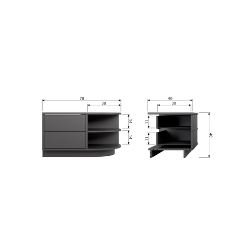 WOOOD tv-meubel rond rechts Finca- Zwart - 40x78x40 - vtwonen shop