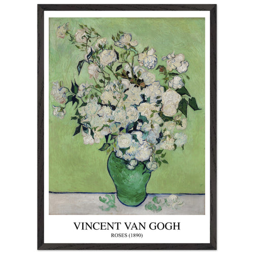Artfulprints Poster met Lijst Vincent van Gogh - Roses   - 50x70 cm - Groen