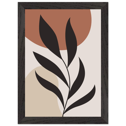 Artfulprints Poster met Lijst Boho - Abstract leaf   - A4 21x29.7 cm - Terracotta
