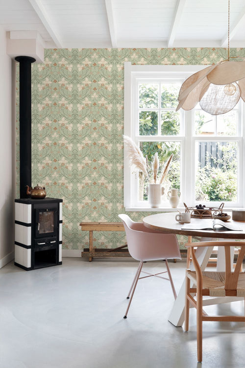 ESTAhome behang vintage bloemen in art nouveau stijl groen 53 cm x 10.05 m 139667