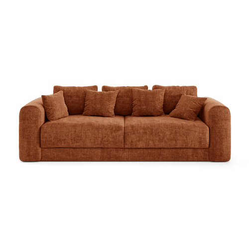 Sia Home - Slaapbank met opbergruimte, notenhout RIO - kruisbinding terracotta 250cm