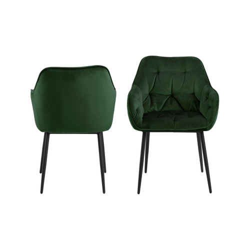 BRAM Eetkamerstoel Moala - Set Van 2 - Fluweel Olijfgroen Met Mat Zwarte Poten - vtwonen shop