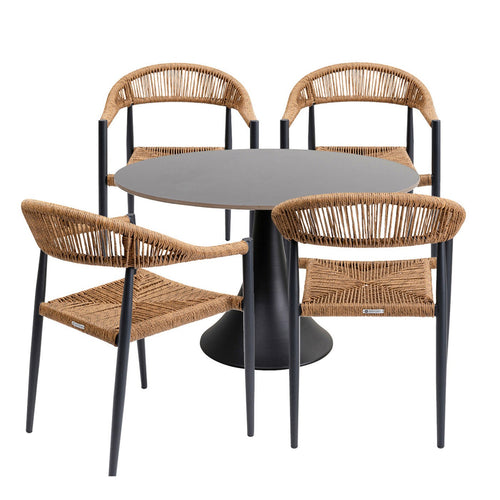 Kare Design Tuinmeubilair Grande Possibilita tafel 120cm en 4 stoelen nature - vtwonen shop