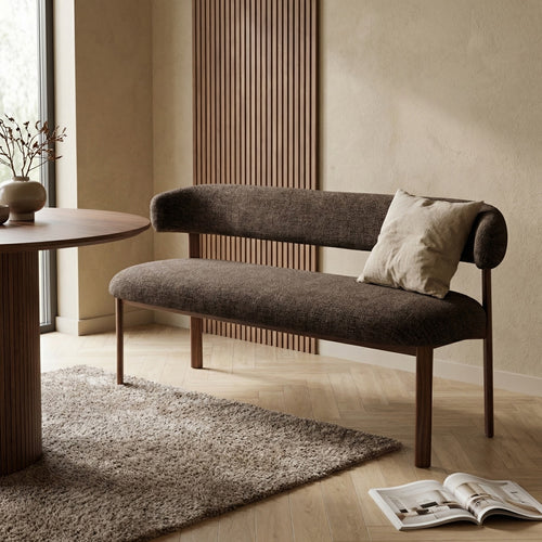DÉJA Living Eetkamerbank Alamo - Taupe/Walnoot - 200cm