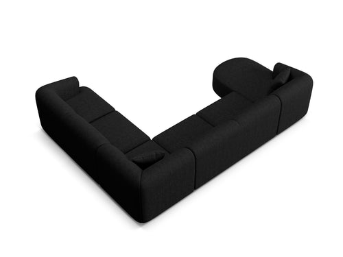 Cosmopolitan Design Modulaire panoramische hoekbank rechts Campi 7-zits, structurele stof zwart - 255x330x70cm