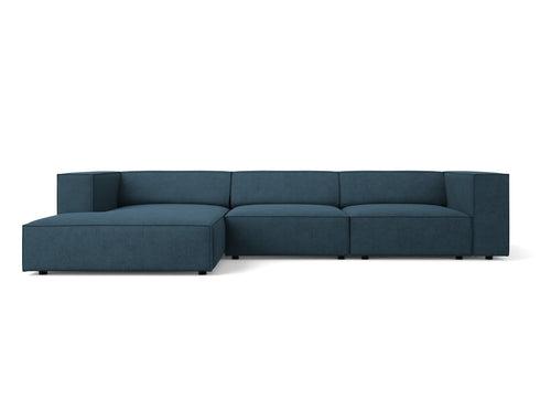 Cosmopolitan Design linker hoekbank Arendal 4-zits, chenille met ribbeleffect, marineblauw - 166x284x70cm