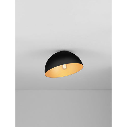Nova Luce ONIA  Onia 30cm komvormige plafondlamp, halfverzonken, zandkleurig zwart, goudkleurig, E27 fitting, 1x12W
