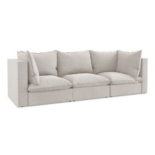 LaMiaSofa 3-zits bank Ravenna - velours - lichtbeige - 255x90x77