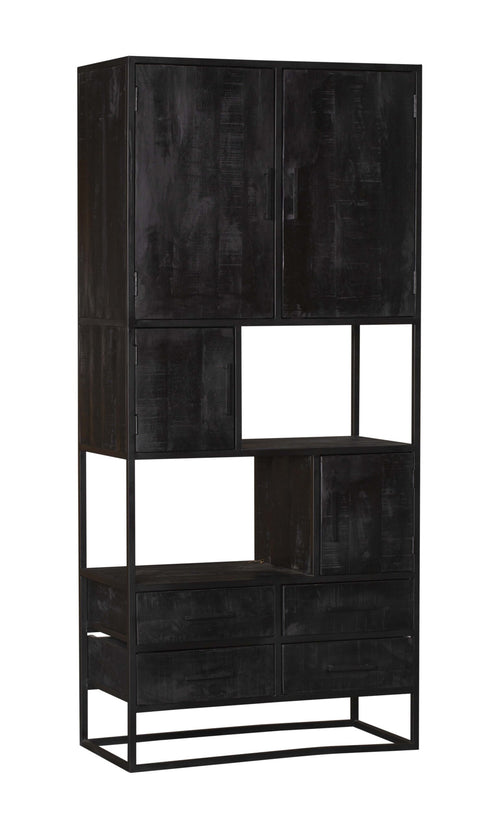 StarFurn Vakkenkast Denver - Zwart Hout - 90x45x200cm - vtwonen shop