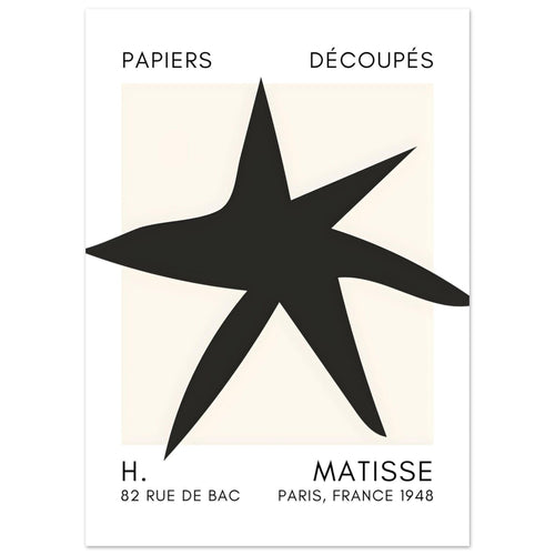 Artfulprints Poster Matisse – Star of the sea black   - 50x70 cm - Zwart