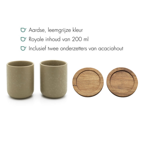 Bredemeijer - Theemok Umea 200ml leemgrijs+onderzetter - vtwonen shop