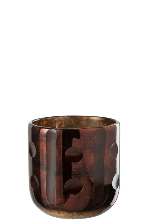 J-Line windlicht Coconut Cylinder - glas - bruin - vtwonen shop