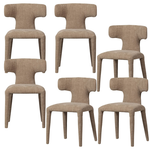 WOOOD eetkamerstoelen Permit - Polyester - Zand - Set van 6 - vtwonen shop