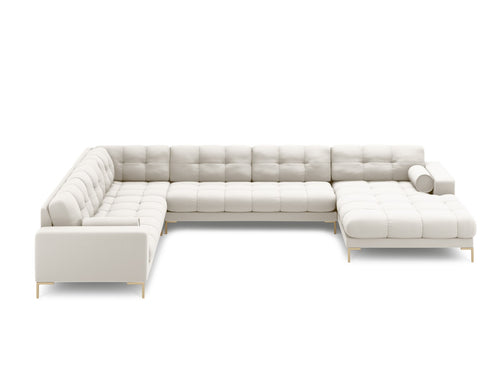 Cosmopolitan Design Panoramische hoekbank links Bali 7-zits, structurele stof, lichtbeige - 256x327x75cm