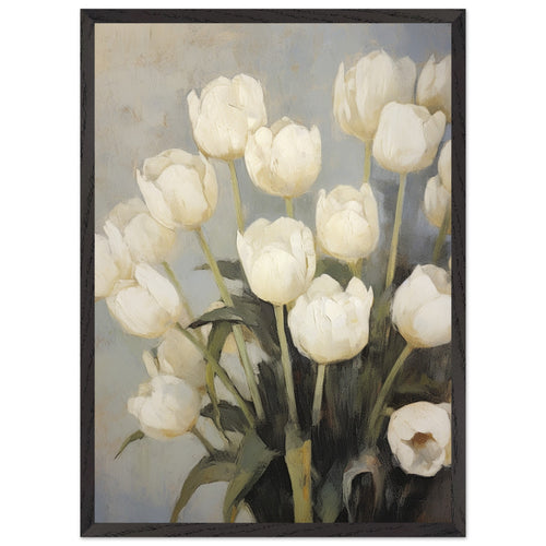 Artfulprints Poster met Lijst White tulips   - 70x100 cm - Wit