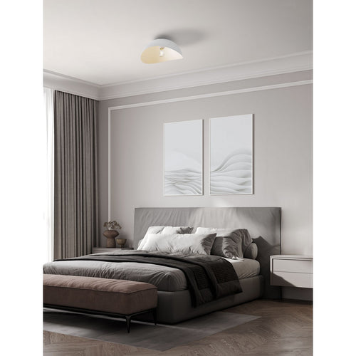 Nova Luce OPSI Plafondlamp met komvormige armatuur van 40 cm, halfverzonken, zandwit, E27 fitting, 1x12W