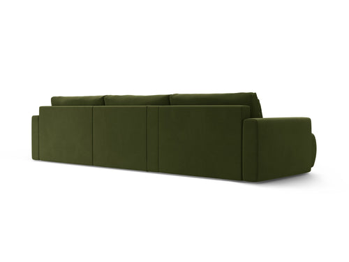 Cosmopolitan Design Converteerbare panoramische bank met opbergdoos Belfast 4-zits, flueel legergroen - 149x340x84cm