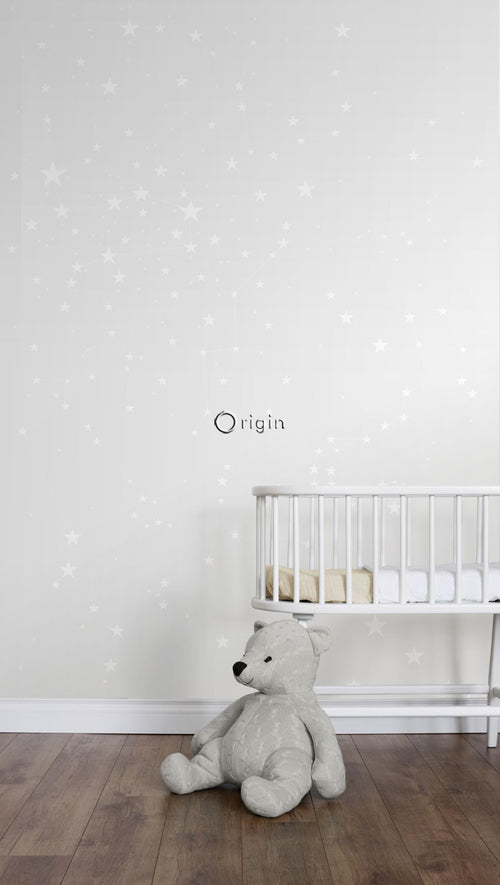 Origin Wallcoverings fotobehang sterrenhemel licht warm grijs en mat wit - 200 x 279 cm - 357209 - vtwonen shop