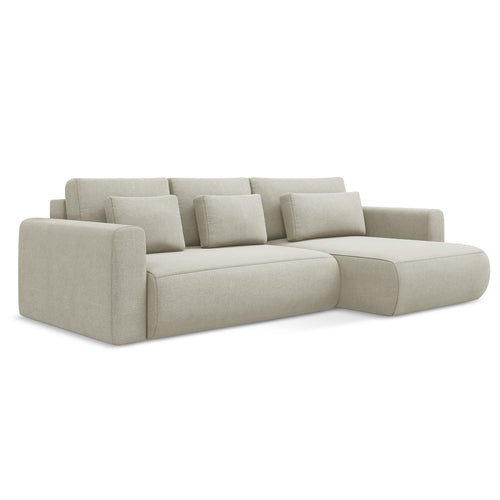 LaMiaSofa hoekbank rechts Perugia - textuurstof - lichtbeige - 278x149x82