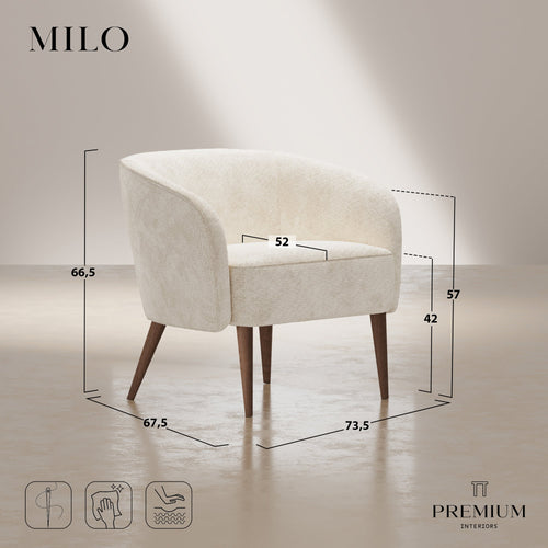 Premium Interiors - Fauteuil MILO - krullend fluweel crème 73.5cm