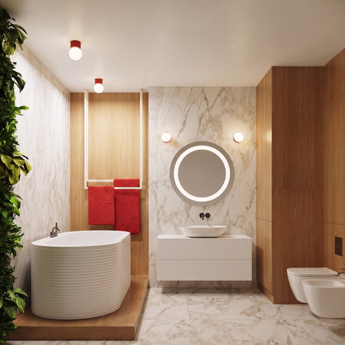Sollux Lighting Wandlamp HALO rood IP44 - 12x17x12cm