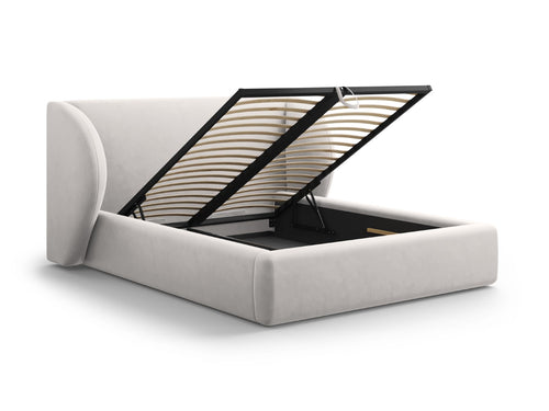 Micadoni Opbergbed met hoofdeinde Miley 200x200cm, flueel, geld - 230x247x100cm