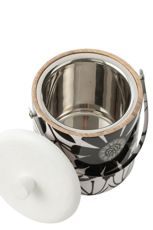 J-Line ijsemmer Bloemen - hout - zwart/wit