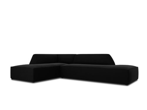 Micadoni linker hoekbank Ruby 4-zits, flueel, zwart - 180x273x69cm
