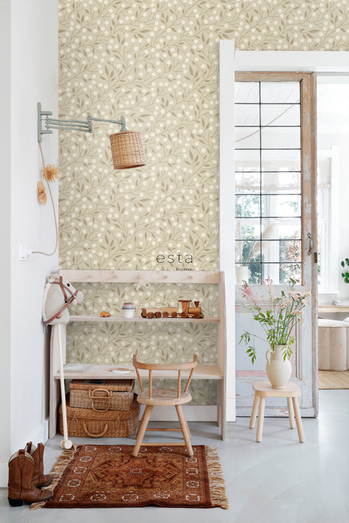 ESTAhome behang bloemmotief beige - 50 x 900 cm - 139591
