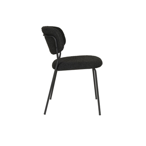 Housecraft Living Jolien Eetkamerstoelen Zwart/Zwart Bouclé - Set van 2