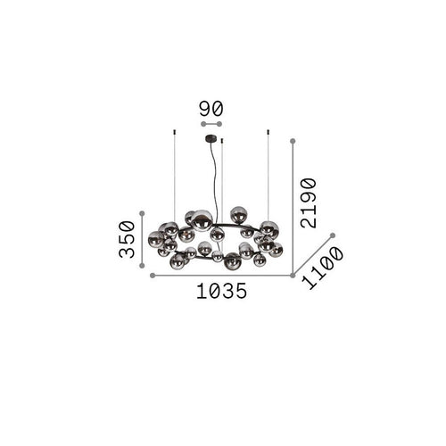Ideal Lux PERLAGE Bolvormige hanglamp voor plafond, amberkleurig, 25x G9