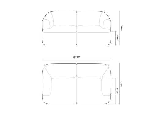 Cosmopolitan Design Modulaire bank Campi 2-zits, flueel groente - 90x180x70cm