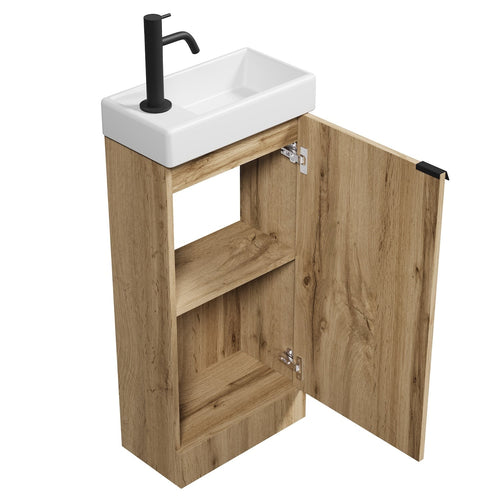 Badplaats Toiletmeubel Orion 40 x 22 cm – Licht Eiken – Fonteinmeubel met Wastafel
