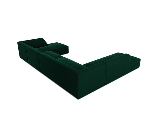 Micadoni Panoramische hoekbank links Ruby 7-zits, flueel, flessengroen - 273x366x69cm