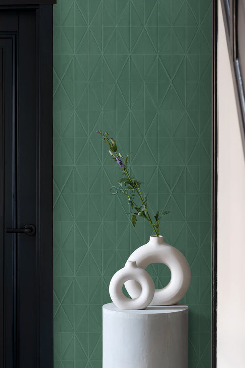 Origin Wallcoverings eco-texture vliesbehang origami motief donkergroen - 0,53 x 10,05 m - 347859 - vtwonen shop